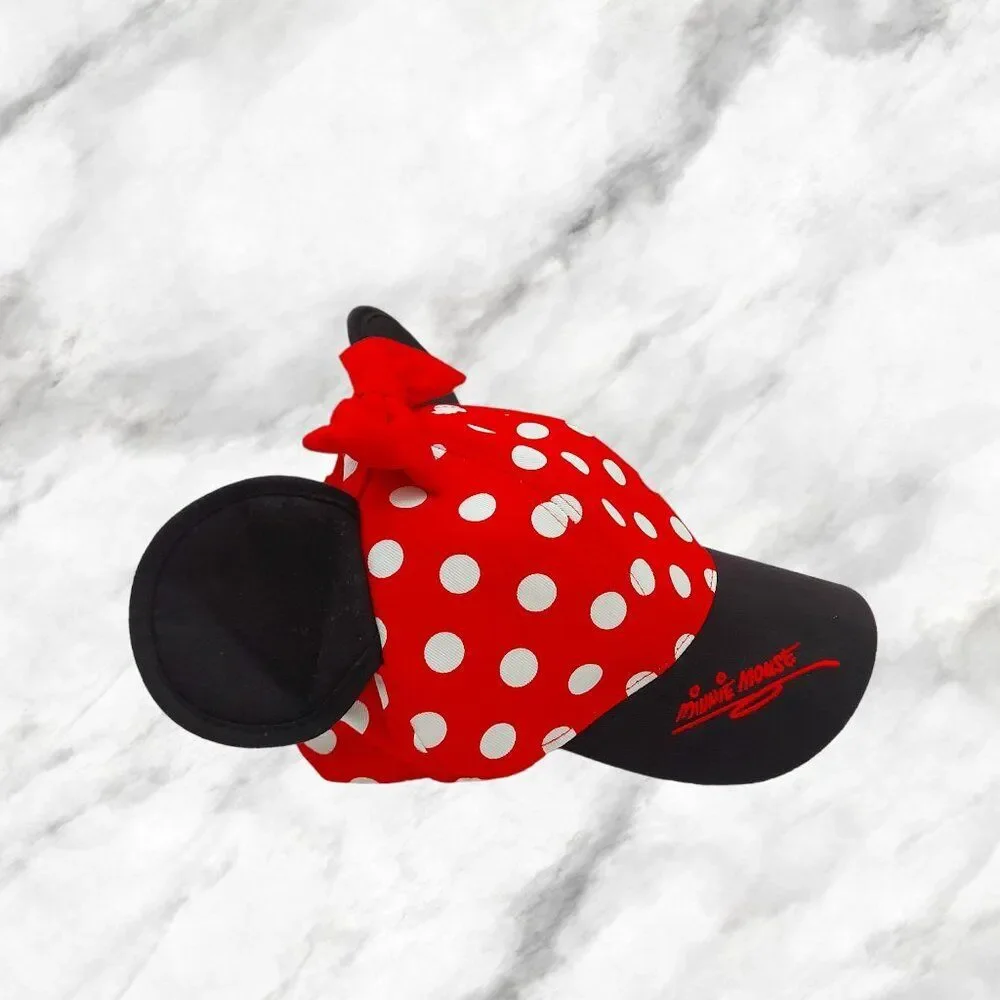 Disneyland Parks Minnie Mouse Snap Back Hat Cap Youth One Size Red Polka Dot Bow